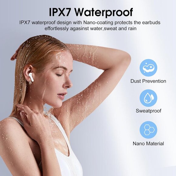 Yellow Wireless Earbuds 5.4 HiFi Stereo‎ ENC Mic IP7 Waterproof + LED Display - Picture 7 of 7